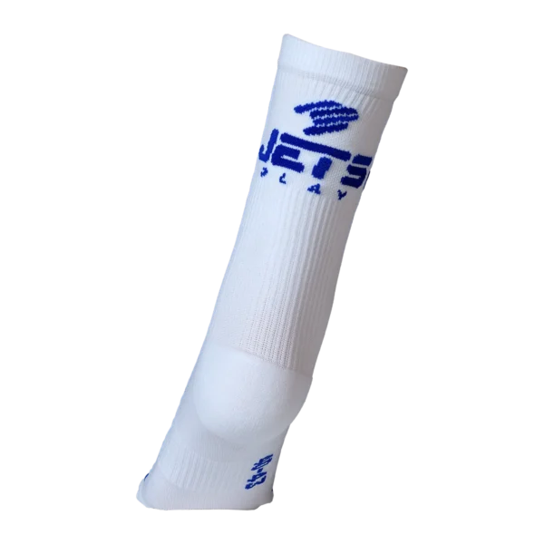 Calcetines para pádel JetsPlay color blanco y azul: talón.